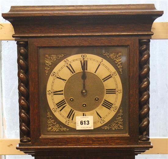 1920s Jacobean style oak cased eight day striking and chiming longcase clock(-)